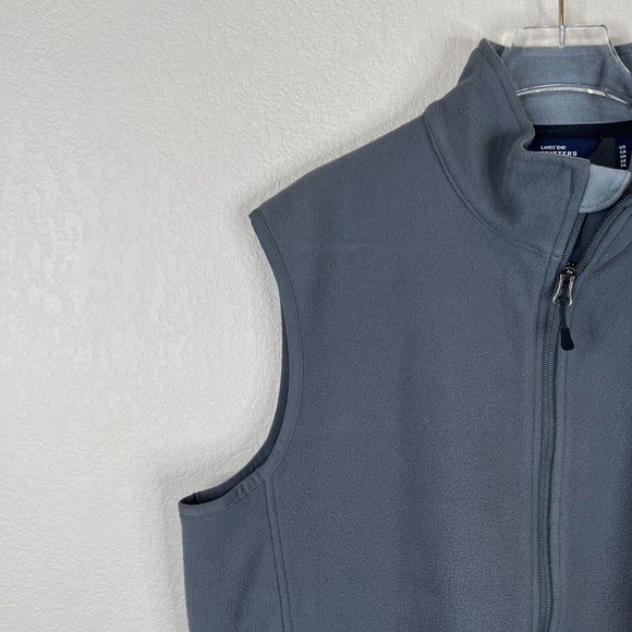 Lands End Men's Full Zip Fleece Vest Jacket Sleeveless Black Size Medium - Picture 3 of 12